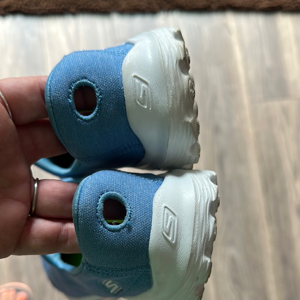 Skechers Blue and White Slip-On Sneakers with Cushioned Soles - Picture 6 of 8